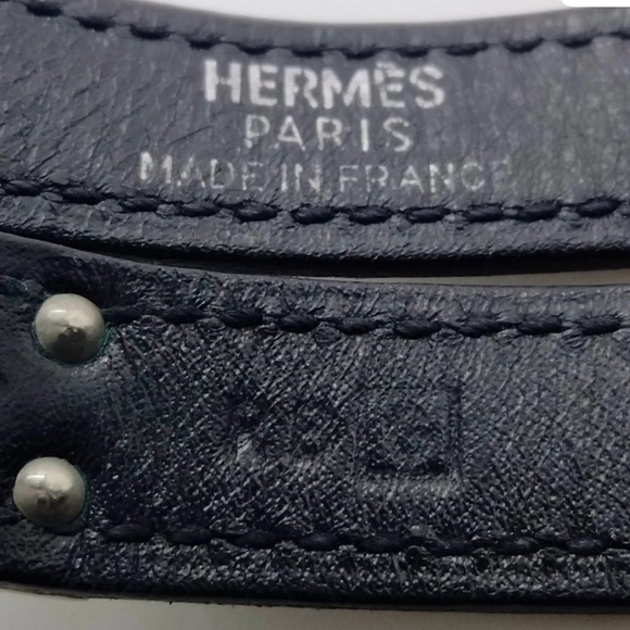 Hermes Double Tour Black Leather/ Silver Twist Lock Clasp Bracelet - Picture 5 of 5